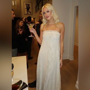 WeWoreWhat Strapless Lace Maxi Dress